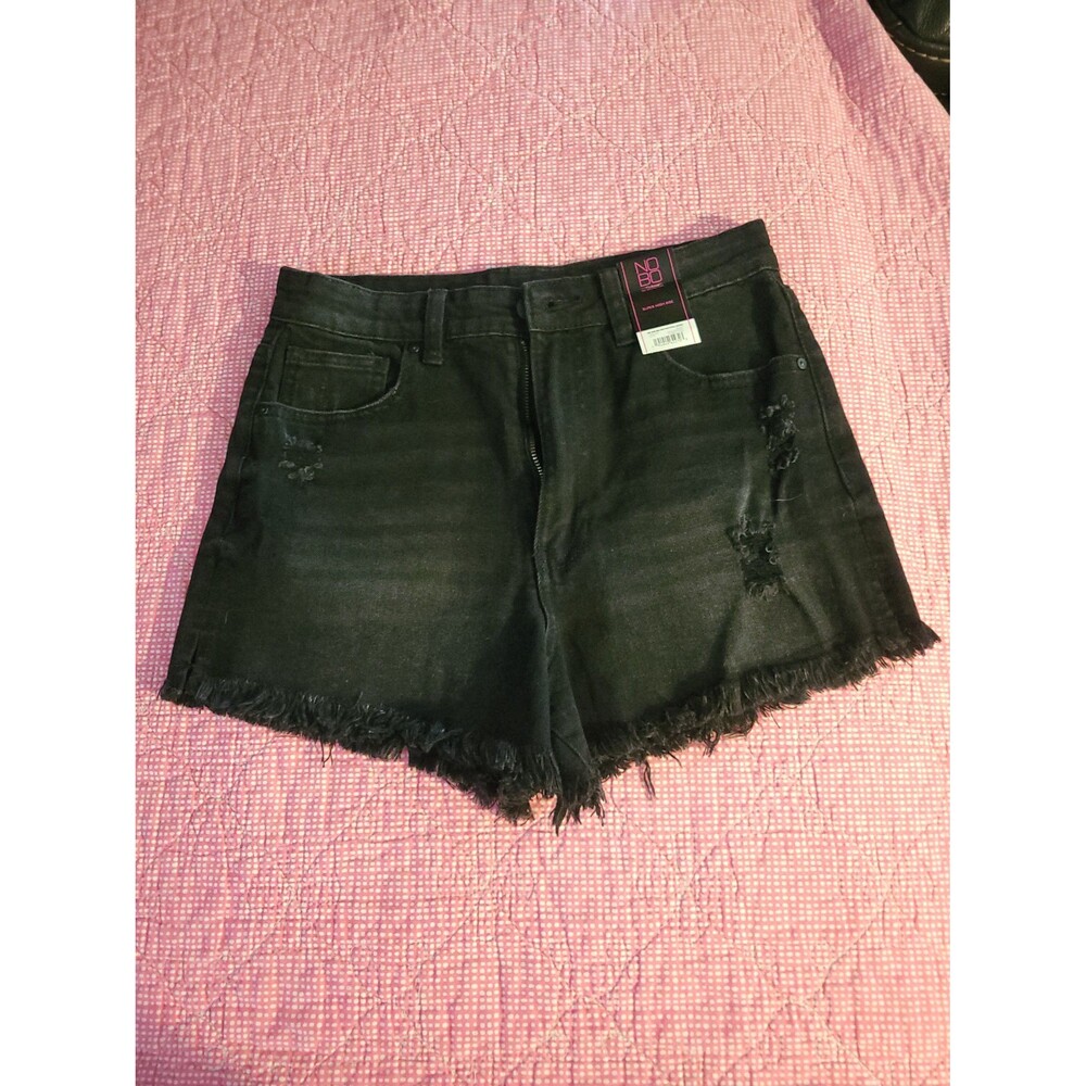 Black Distressed Denim High Waisted Short Shorts